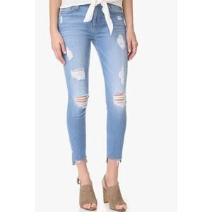 Women's 26" 7 For All Mankind Jean Light Wash Distressed Ripped Skinny Denim